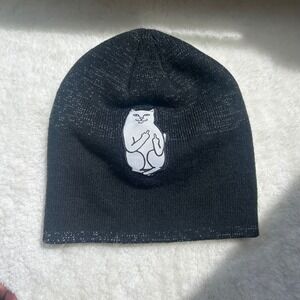 RIPNDIP Lord Nermal Middle Finger Black Beanie Knit Hat